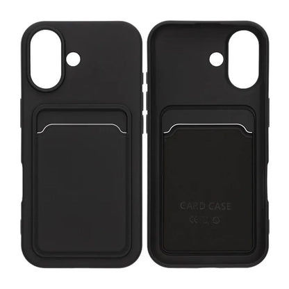 Mobilskal Silikon med Korthållare för iPhone 17 - Svart