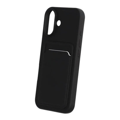 Mobilskal Silikon med Korthållare för iPhone 17 - Svart