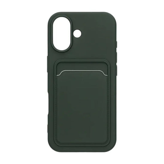 Mobilskal Silikon med Korthållare för iPhone 17 - Militärgrön