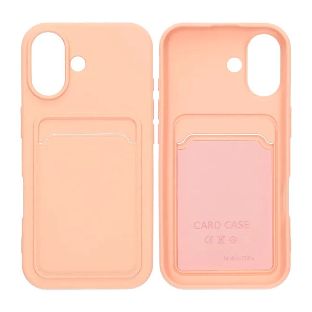 Mobilskal Silikon med Korthållare för iPhone 17 - Rosa