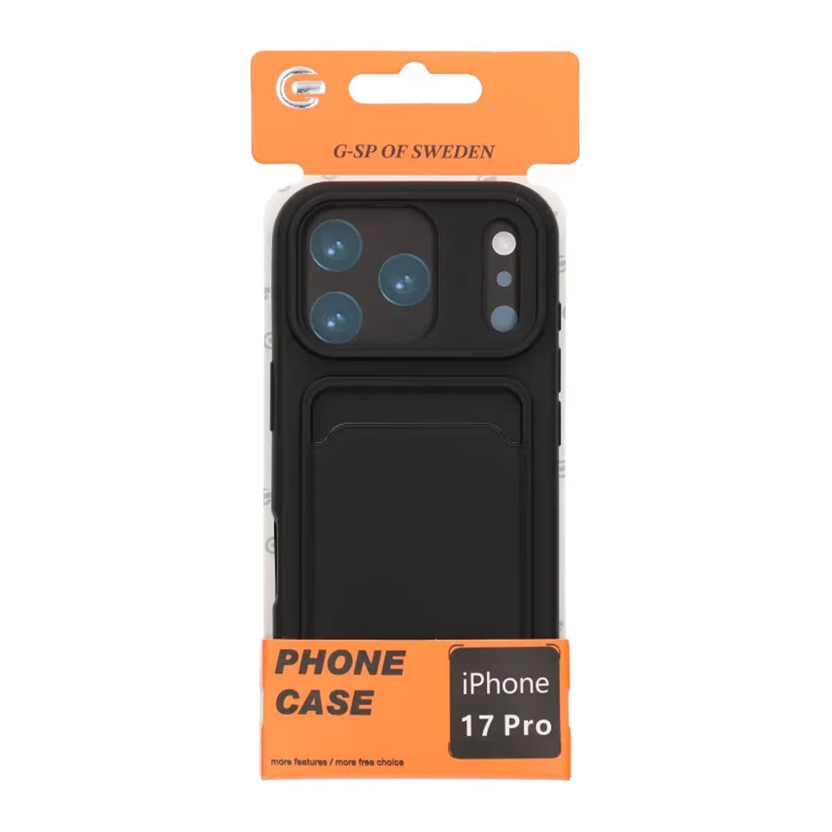 Silicone Case with Card Holder iPhone 17 Pro - Black