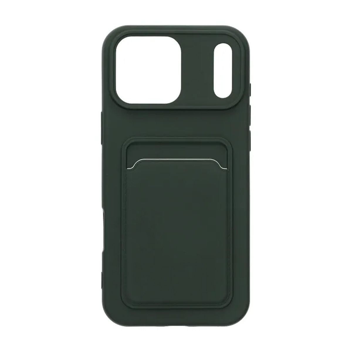 Mobilskal Silikon med Korthållare för iPhone 17 Pro Max - Militärgrön