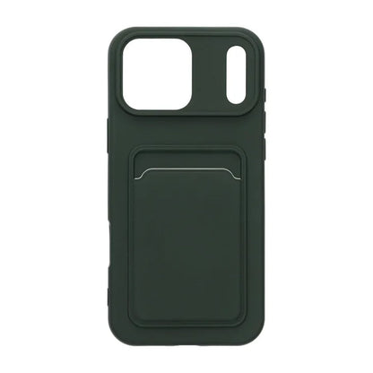 Mobilskal Silikon med Korthållare för iPhone 17 Pro Max - Militärgrön