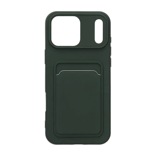Mobilskal Silikon med Korthållare för iPhone 17 Pro Max - Militärgrön