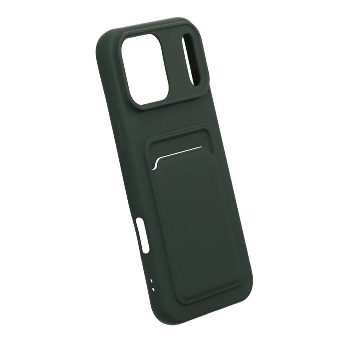 Mobilskal Silikon med Korthållare för iPhone 17 Pro Max - Militärgrön