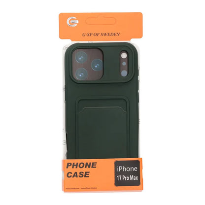 Mobilskal Silikon med Korthållare för iPhone 17 Pro Max - Militärgrön