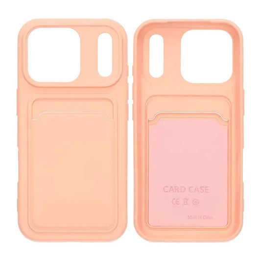 Silicone Case with Card Holder iPhone 17 Pro- Pink