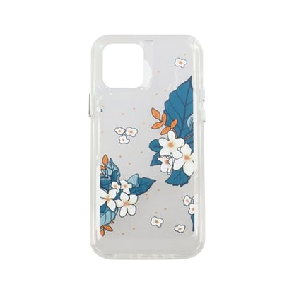 Mobile case with motif for iPhone 12 and 12 Pro - Blue Leaves