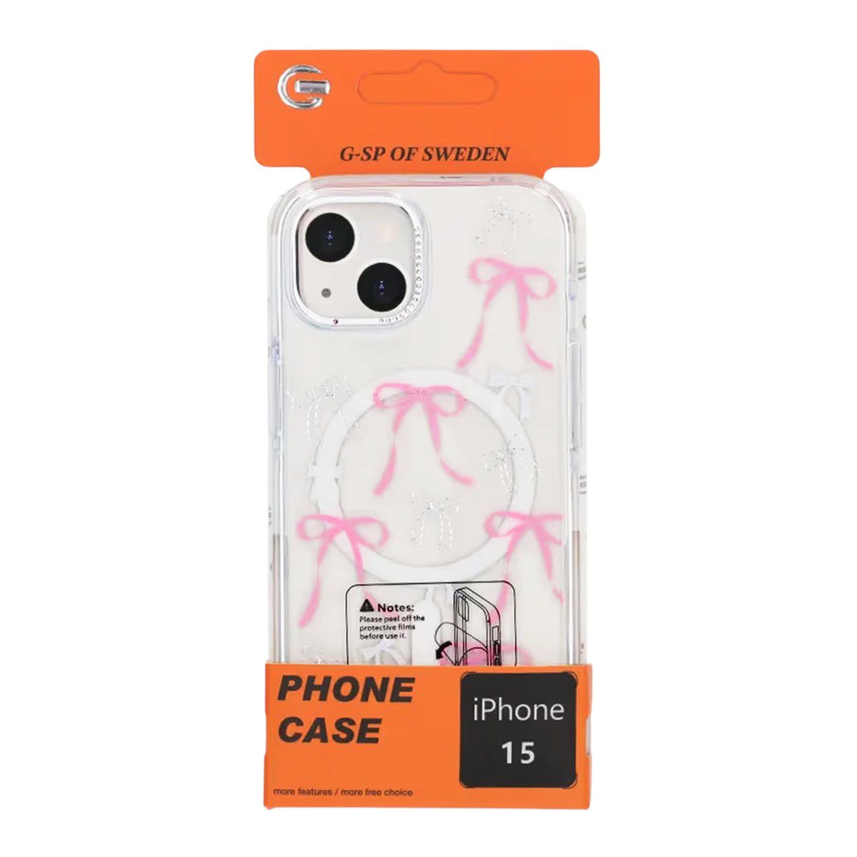 Mobile case Magsafe for iPhone 15 - Transparent with bow