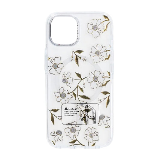 Skal Magsafe till iPhone 15 - Transparent blommor och kvistar