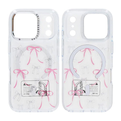 Sparkling Rhinestone Magnetic Case For iPhone 17 Pro Butterfly Pink