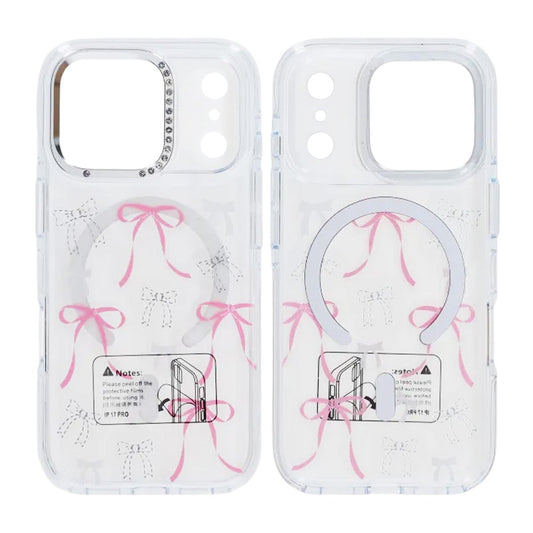 Sparkling Rhinestone Magnetic Case For iPhone 17 Pro Butterfly Pink