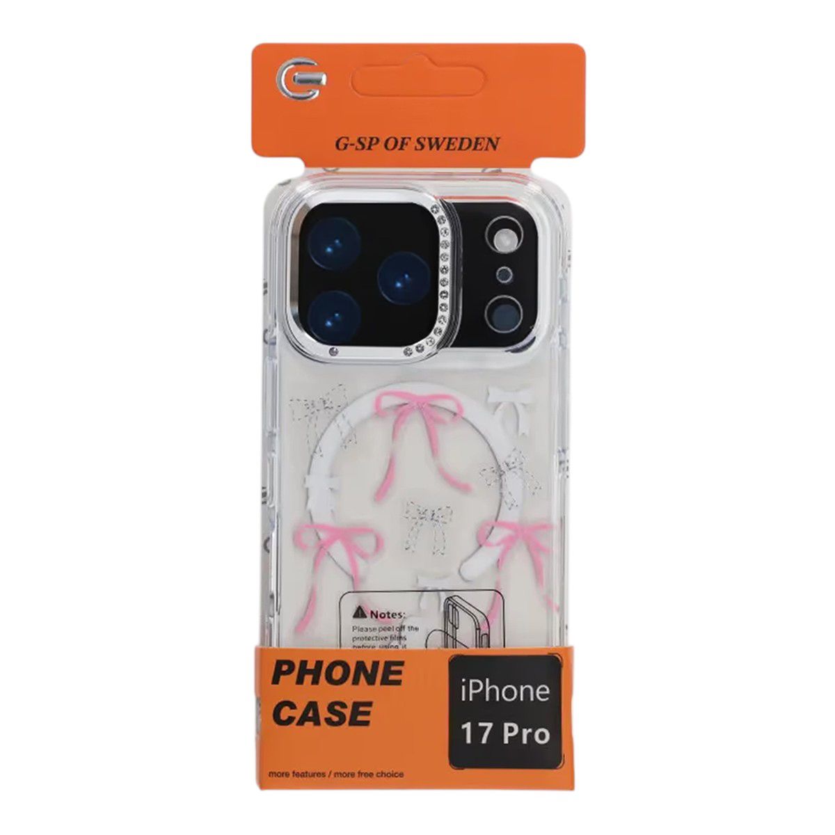 Sparkling Rhinestone Magnetic Case For iPhone 17 Pro Butterfly Pink