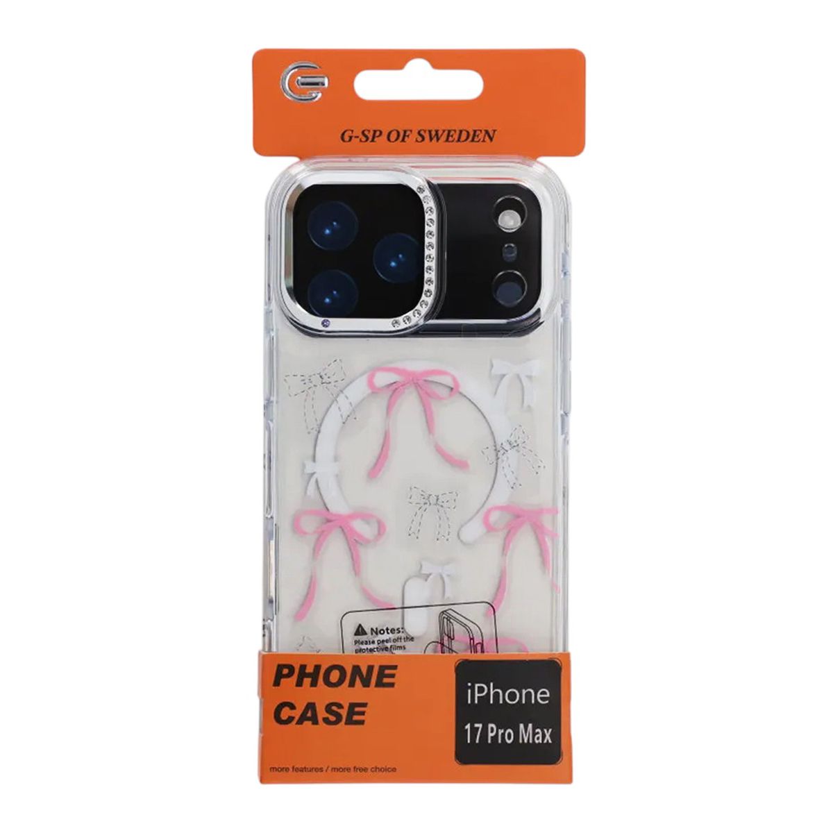 Skal Magsafe till iPhone 17 Pro Max - Transparent med rosett