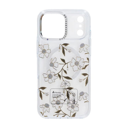 Sparkling Rhinestone Magnetic Case For iPhone 17 Pro Max Small Gold Flower