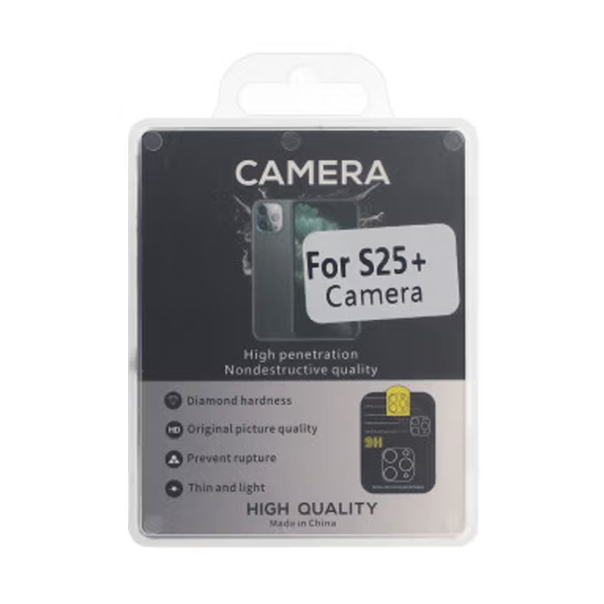 Transparent 3D Camera Glass Protector Samsung S25 Plus with packing
