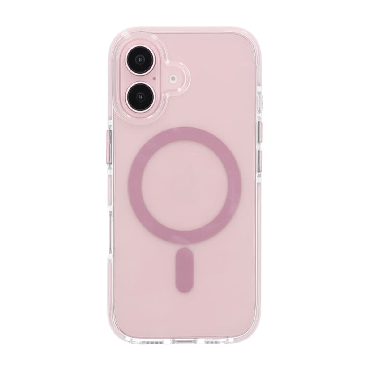 Transparent double-sided coated IMD magnetism case For iPhone 16 pink