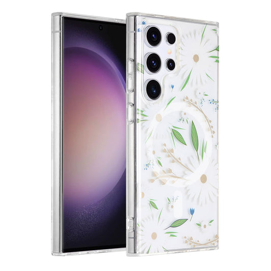 Samsung Galaxy S23 Ultra Case Magnet - Flowers White