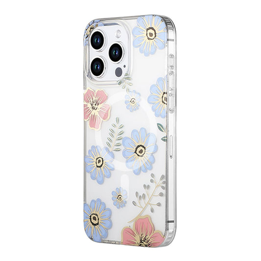 MagSafe Mobile Case for iPhone 12 and 12 Pro - Flowers Red-blue
